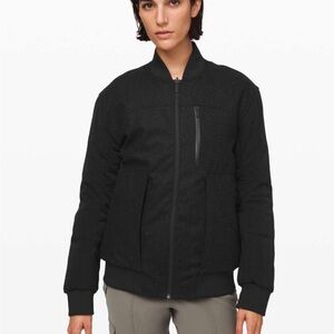 Lululemon Roam Far Wool Bomber Black / Heathered Black size 10